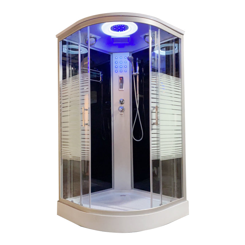 Double Sliding Rounded Shower Stall Tempered Glass Shower Stall with Hand Shower Stripe 否 Clearhalo 'Bathroom Remodel & Bathroom Fixtures' 'Home Improvement' 'home_improvement' 'home_improvement_shower_stalls_enclosures' 'Shower Stalls & Enclosures' 'shower_stalls_enclosures' 'Showers & Bathtubs' 7161543