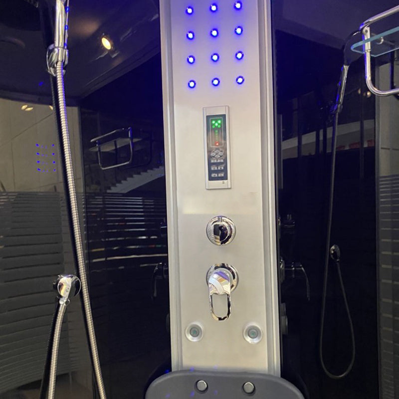 Double Sliding Rounded Shower Stall Tempered Glass Shower Stall with Hand Shower Clearhalo 'Bathroom Remodel & Bathroom Fixtures' 'Home Improvement' 'home_improvement' 'home_improvement_shower_stalls_enclosures' 'Shower Stalls & Enclosures' 'shower_stalls_enclosures' 'Showers & Bathtubs' 7161548