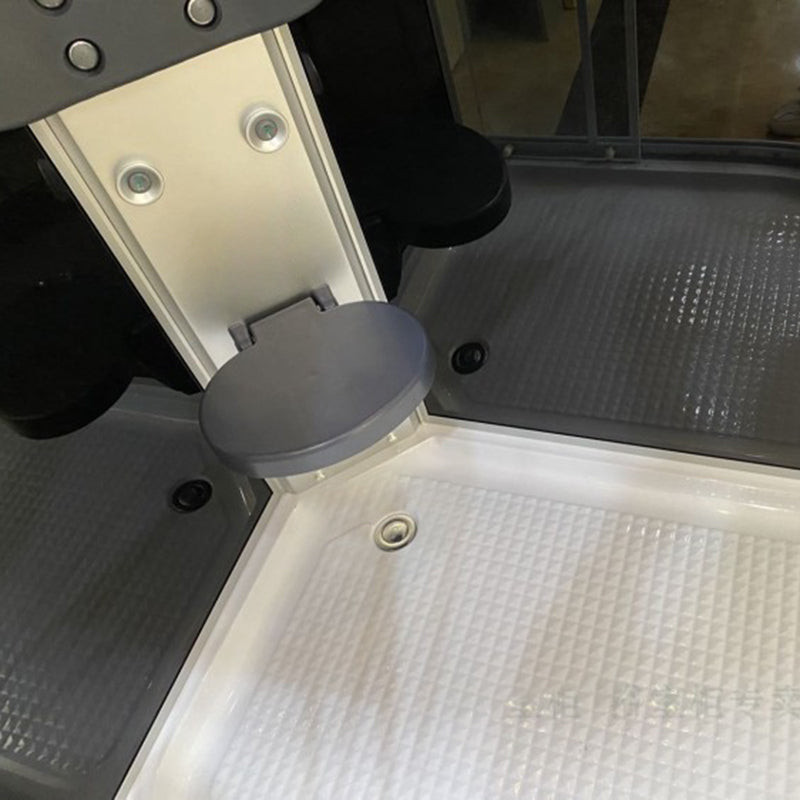 Double Sliding Rounded Shower Stall Tempered Glass Shower Stall with Hand Shower Clearhalo 'Bathroom Remodel & Bathroom Fixtures' 'Home Improvement' 'home_improvement' 'home_improvement_shower_stalls_enclosures' 'Shower Stalls & Enclosures' 'shower_stalls_enclosures' 'Showers & Bathtubs' 7161549