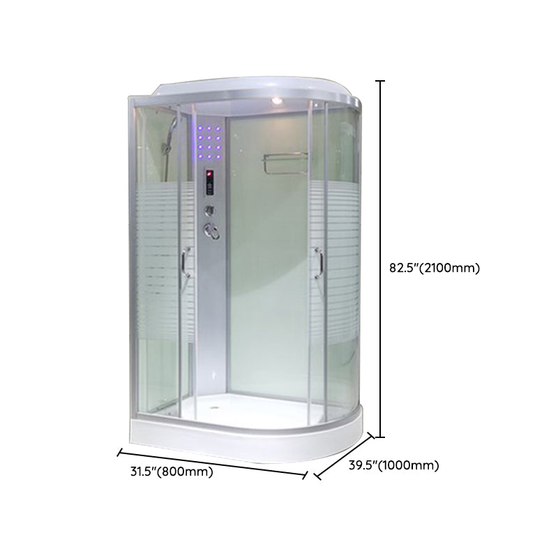 Double Sliding Rounded Shower Stall Tempered Glass Shower Stall with Hand Shower Clearhalo 'Bathroom Remodel & Bathroom Fixtures' 'Home Improvement' 'home_improvement' 'home_improvement_shower_stalls_enclosures' 'Shower Stalls & Enclosures' 'shower_stalls_enclosures' 'Showers & Bathtubs' 7161550