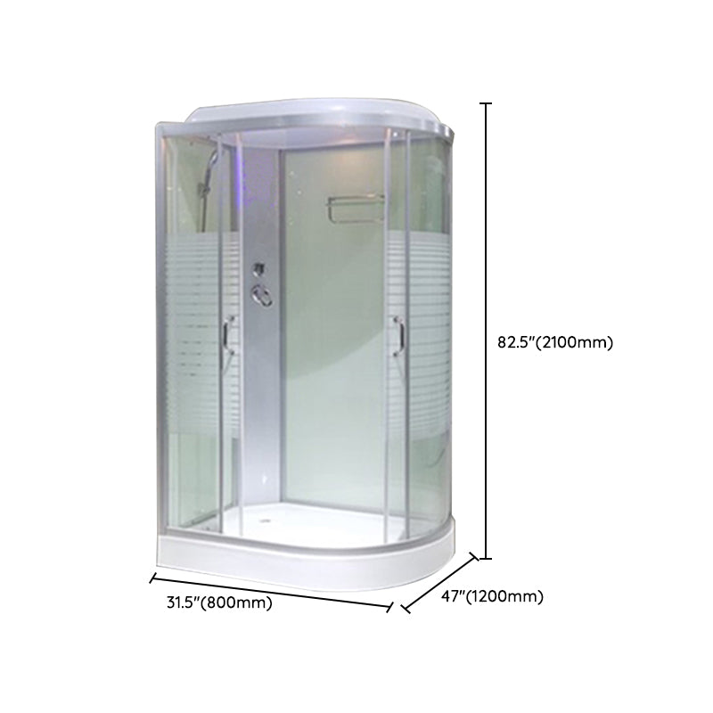 Double Sliding Rounded Shower Stall Tempered Glass Shower Stall with Hand Shower Clearhalo 'Bathroom Remodel & Bathroom Fixtures' 'Home Improvement' 'home_improvement' 'home_improvement_shower_stalls_enclosures' 'Shower Stalls & Enclosures' 'shower_stalls_enclosures' 'Showers & Bathtubs' 7161555