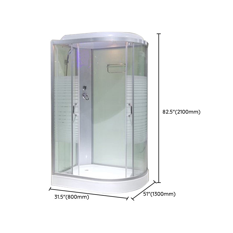 Double Sliding Rounded Shower Stall Tempered Glass Shower Stall with Hand Shower Clearhalo 'Bathroom Remodel & Bathroom Fixtures' 'Home Improvement' 'home_improvement' 'home_improvement_shower_stalls_enclosures' 'Shower Stalls & Enclosures' 'shower_stalls_enclosures' 'Showers & Bathtubs' 7161559