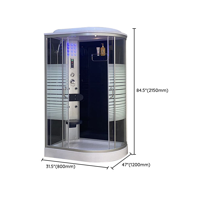 Double Sliding Rounded Shower Stall Tempered Glass Shower Stall with Hand Shower Clearhalo 'Bathroom Remodel & Bathroom Fixtures' 'Home Improvement' 'home_improvement' 'home_improvement_shower_stalls_enclosures' 'Shower Stalls & Enclosures' 'shower_stalls_enclosures' 'Showers & Bathtubs' 7161563