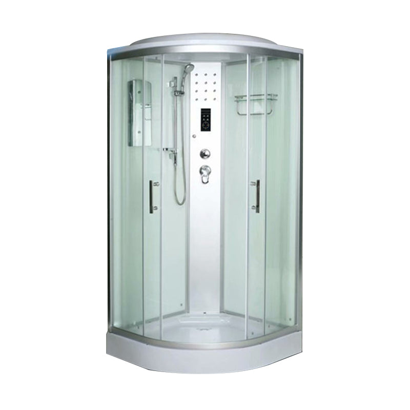 Rounded Shower Stall Double Sliding Shower Stall with Rain Shower Yes Clear Glass Clearhalo 'Bathroom Remodel & Bathroom Fixtures' 'Home Improvement' 'home_improvement' 'home_improvement_shower_stalls_enclosures' 'Shower Stalls & Enclosures' 'shower_stalls_enclosures' 'Showers & Bathtubs' 7161571