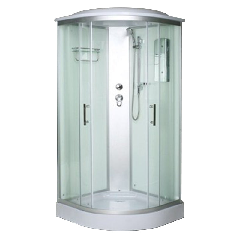 Rounded Shower Stall Double Sliding Shower Stall with Rain Shower 否 Clear Glass Clearhalo 'Bathroom Remodel & Bathroom Fixtures' 'Home Improvement' 'home_improvement' 'home_improvement_shower_stalls_enclosures' 'Shower Stalls & Enclosures' 'shower_stalls_enclosures' 'Showers & Bathtubs' 7161572
