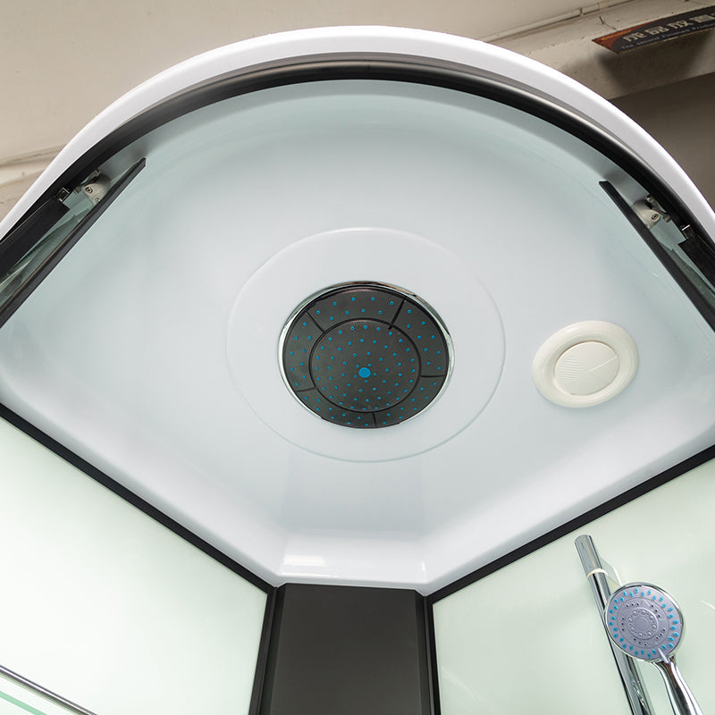 Rounded Shower Stall Double Sliding Shower Stall with Rain Shower Clearhalo 'Bathroom Remodel & Bathroom Fixtures' 'Home Improvement' 'home_improvement' 'home_improvement_shower_stalls_enclosures' 'Shower Stalls & Enclosures' 'shower_stalls_enclosures' 'Showers & Bathtubs' 7161575