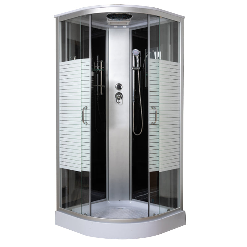Rounded Shower Stall Double Sliding Shower Stall with Rain Shower 否 Striped Clearhalo 'Bathroom Remodel & Bathroom Fixtures' 'Home Improvement' 'home_improvement' 'home_improvement_shower_stalls_enclosures' 'Shower Stalls & Enclosures' 'shower_stalls_enclosures' 'Showers & Bathtubs' 7161576