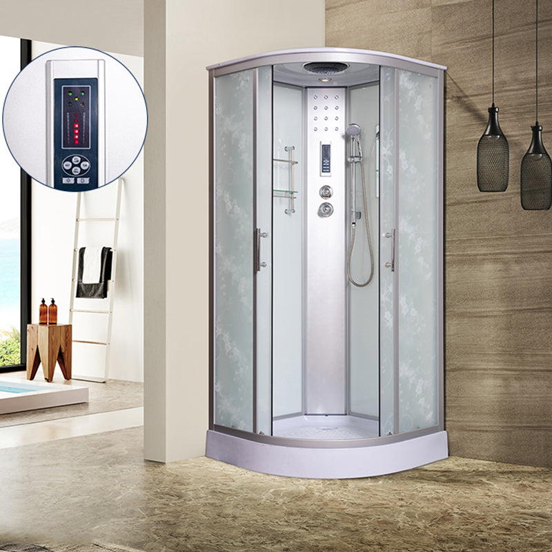 Rounded Shower Stall Double Sliding Shower Stall with Rain Shower Clearhalo 'Bathroom Remodel & Bathroom Fixtures' 'Home Improvement' 'home_improvement' 'home_improvement_shower_stalls_enclosures' 'Shower Stalls & Enclosures' 'shower_stalls_enclosures' 'Showers & Bathtubs' 7161588