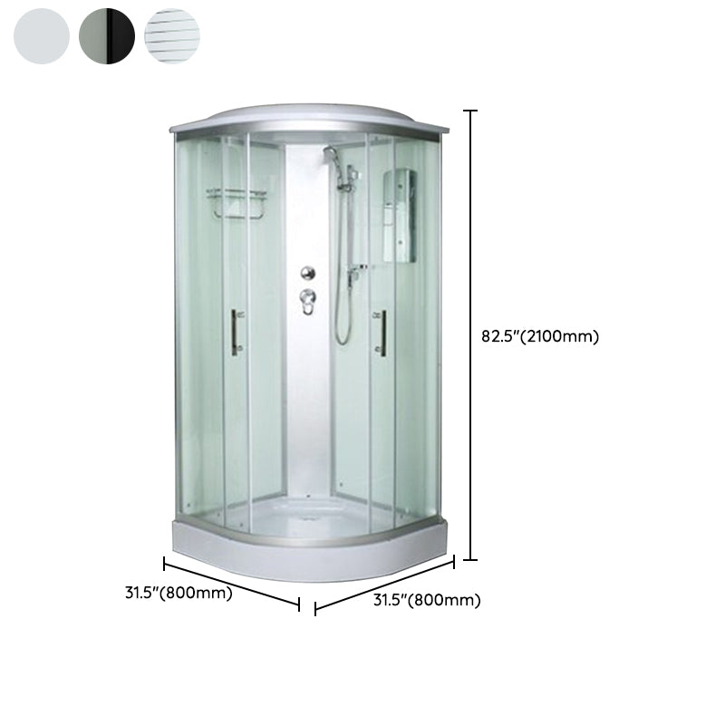 Rounded Shower Stall Double Sliding Shower Stall with Rain Shower Clearhalo 'Bathroom Remodel & Bathroom Fixtures' 'Home Improvement' 'home_improvement' 'home_improvement_shower_stalls_enclosures' 'Shower Stalls & Enclosures' 'shower_stalls_enclosures' 'Showers & Bathtubs' 7161589
