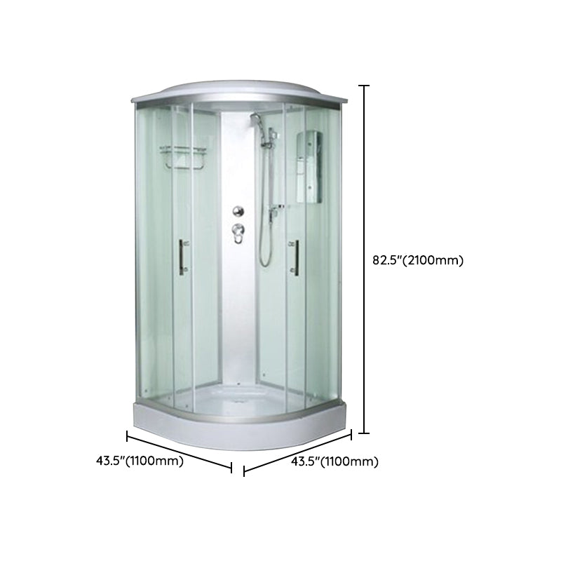 Rounded Shower Stall Double Sliding Shower Stall with Rain Shower Clearhalo 'Bathroom Remodel & Bathroom Fixtures' 'Home Improvement' 'home_improvement' 'home_improvement_shower_stalls_enclosures' 'Shower Stalls & Enclosures' 'shower_stalls_enclosures' 'Showers & Bathtubs' 7161592