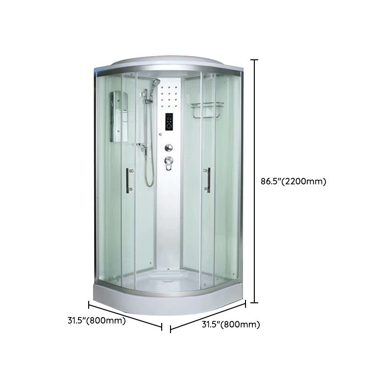 Rounded Shower Stall Double Sliding Shower Stall with Rain Shower Clearhalo 'Bathroom Remodel & Bathroom Fixtures' 'Home Improvement' 'home_improvement' 'home_improvement_shower_stalls_enclosures' 'Shower Stalls & Enclosures' 'shower_stalls_enclosures' 'Showers & Bathtubs' 7161593