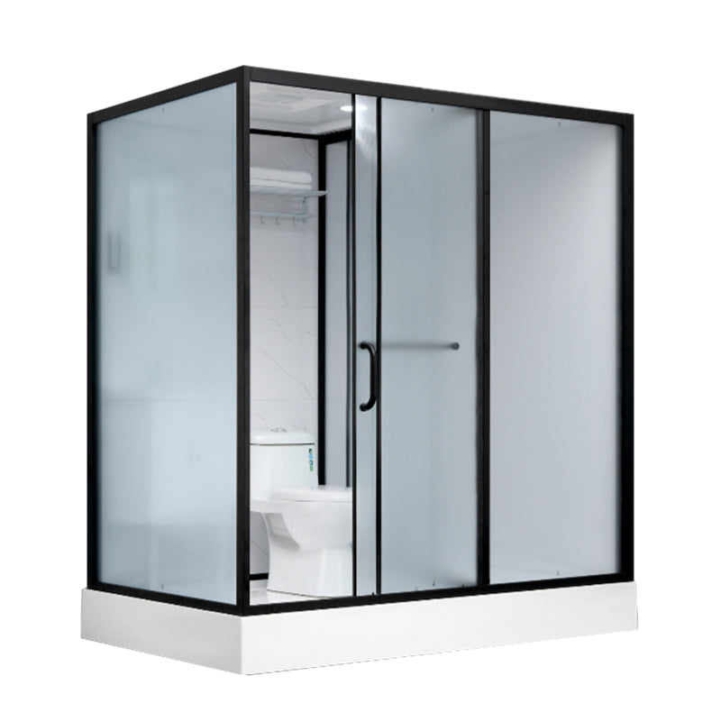 Single Sliding Shower Stall Rectangle Shower Stall with Rain Shower and Light Clearhalo 'Bathroom Remodel & Bathroom Fixtures' 'Home Improvement' 'home_improvement' 'home_improvement_shower_stalls_enclosures' 'Shower Stalls & Enclosures' 'shower_stalls_enclosures' 'Showers & Bathtubs' 7161602