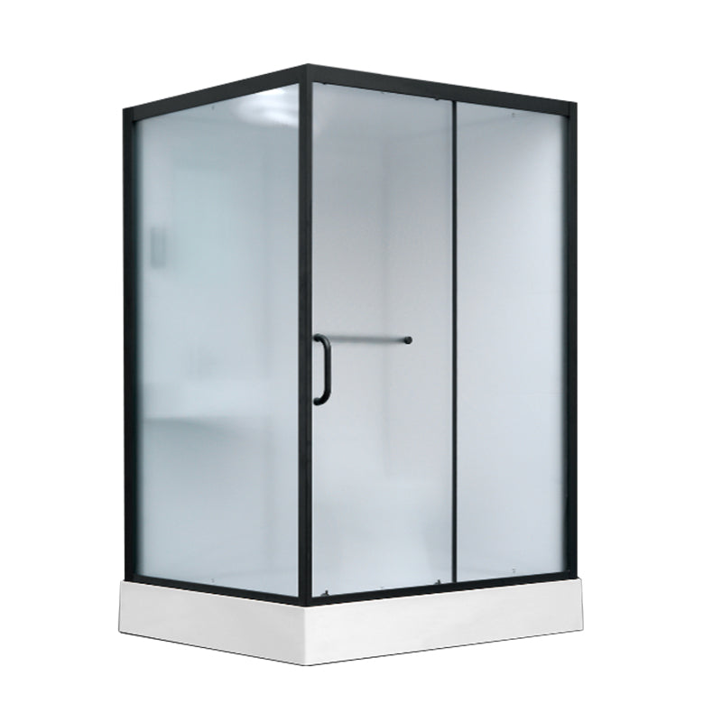 Single Sliding Shower Stall Rectangle Shower Stall with Rain Shower and Light Clearhalo 'Bathroom Remodel & Bathroom Fixtures' 'Home Improvement' 'home_improvement' 'home_improvement_shower_stalls_enclosures' 'Shower Stalls & Enclosures' 'shower_stalls_enclosures' 'Showers & Bathtubs' 7161607