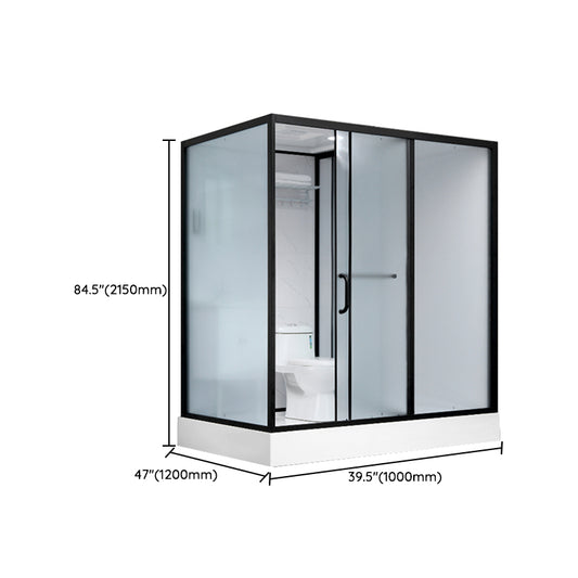 Single Sliding Shower Stall Rectangle Shower Stall with Rain Shower and Light Clearhalo 'Bathroom Remodel & Bathroom Fixtures' 'Home Improvement' 'home_improvement' 'home_improvement_shower_stalls_enclosures' 'Shower Stalls & Enclosures' 'shower_stalls_enclosures' 'Showers & Bathtubs' 7161613