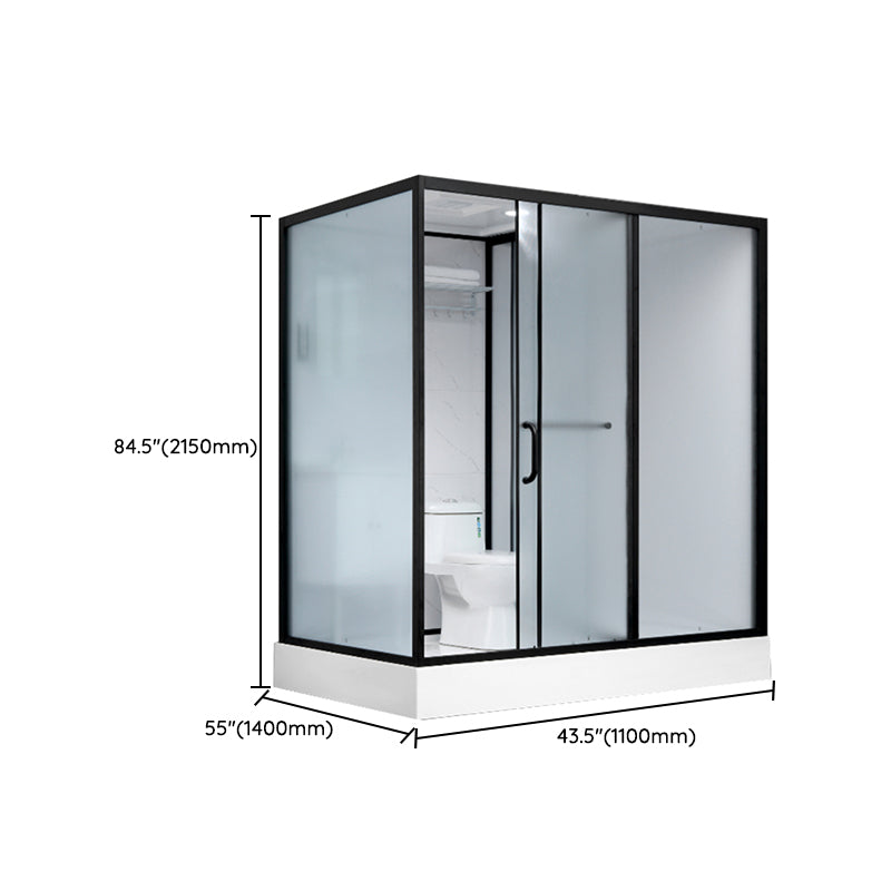 Single Sliding Shower Stall Rectangle Shower Stall with Rain Shower and Light Clearhalo 'Bathroom Remodel & Bathroom Fixtures' 'Home Improvement' 'home_improvement' 'home_improvement_shower_stalls_enclosures' 'Shower Stalls & Enclosures' 'shower_stalls_enclosures' 'Showers & Bathtubs' 7161614