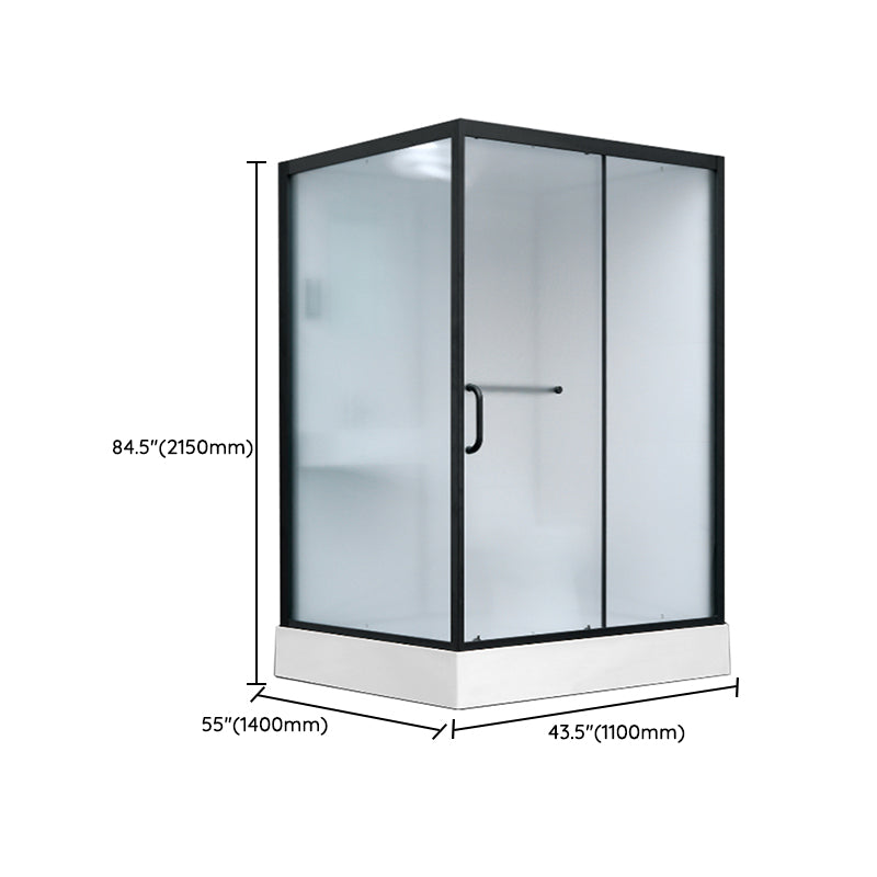 Single Sliding Shower Stall Rectangle Shower Stall with Rain Shower and Light Clearhalo 'Bathroom Remodel & Bathroom Fixtures' 'Home Improvement' 'home_improvement' 'home_improvement_shower_stalls_enclosures' 'Shower Stalls & Enclosures' 'shower_stalls_enclosures' 'Showers & Bathtubs' 7161615