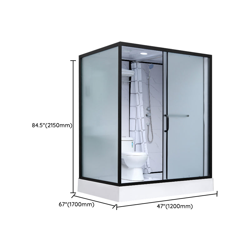 Single Sliding Shower Stall Rectangle Shower Stall with Rain Shower and Light Clearhalo 'Bathroom Remodel & Bathroom Fixtures' 'Home Improvement' 'home_improvement' 'home_improvement_shower_stalls_enclosures' 'Shower Stalls & Enclosures' 'shower_stalls_enclosures' 'Showers & Bathtubs' 7161616