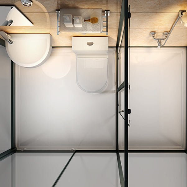 Rectangle Shower Stall Black Sliding Shower Stall with White Base Clearhalo 'Bathroom Remodel & Bathroom Fixtures' 'Home Improvement' 'home_improvement' 'home_improvement_shower_stalls_enclosures' 'Shower Stalls & Enclosures' 'shower_stalls_enclosures' 'Showers & Bathtubs' 7161654