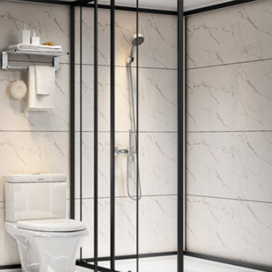 Rectangle Shower Stall Black Sliding Shower Stall with White Base Clearhalo 'Bathroom Remodel & Bathroom Fixtures' 'Home Improvement' 'home_improvement' 'home_improvement_shower_stalls_enclosures' 'Shower Stalls & Enclosures' 'shower_stalls_enclosures' 'Showers & Bathtubs' 7161656
