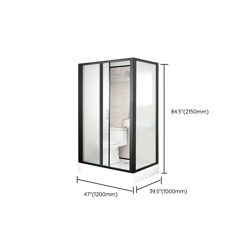 Rectangle Shower Stall Black Sliding Shower Stall with White Base Clearhalo 'Bathroom Remodel & Bathroom Fixtures' 'Home Improvement' 'home_improvement' 'home_improvement_shower_stalls_enclosures' 'Shower Stalls & Enclosures' 'shower_stalls_enclosures' 'Showers & Bathtubs' 7161664