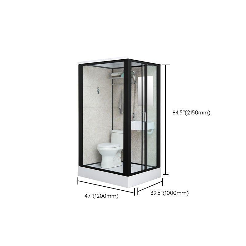 Rectangle Shower Stall Black Sliding Shower Stall with White Base Clearhalo 'Bathroom Remodel & Bathroom Fixtures' 'Home Improvement' 'home_improvement' 'home_improvement_shower_stalls_enclosures' 'Shower Stalls & Enclosures' 'shower_stalls_enclosures' 'Showers & Bathtubs' 7161665