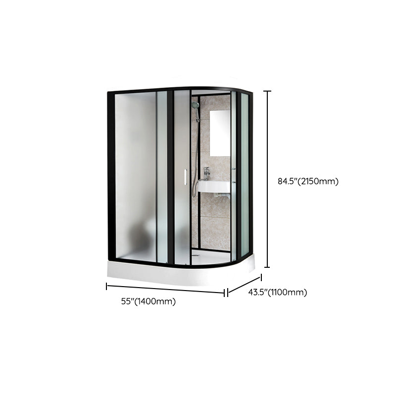 Rectangle Shower Stall Black Sliding Shower Stall with White Base Clearhalo 'Bathroom Remodel & Bathroom Fixtures' 'Home Improvement' 'home_improvement' 'home_improvement_shower_stalls_enclosures' 'Shower Stalls & Enclosures' 'shower_stalls_enclosures' 'Showers & Bathtubs' 7161666