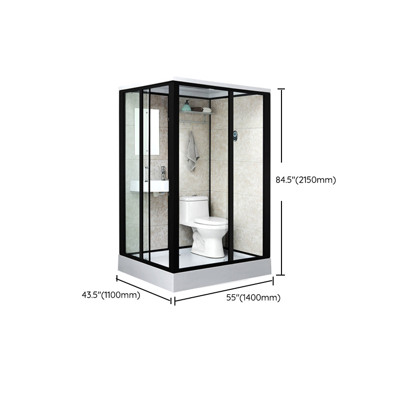 Rectangle Shower Stall Black Sliding Shower Stall with White Base Clearhalo 'Bathroom Remodel & Bathroom Fixtures' 'Home Improvement' 'home_improvement' 'home_improvement_shower_stalls_enclosures' 'Shower Stalls & Enclosures' 'shower_stalls_enclosures' 'Showers & Bathtubs' 7161668