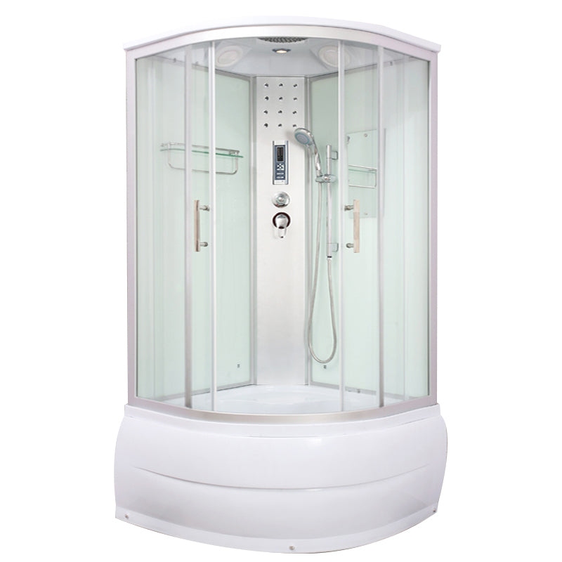 Round Shower Stall Double Sliding Shower Stall with White Base and Rain Shower 否 Beige Clearhalo 'Bathroom Remodel & Bathroom Fixtures' 'Home Improvement' 'home_improvement' 'home_improvement_shower_stalls_enclosures' 'Shower Stalls & Enclosures' 'shower_stalls_enclosures' 'Showers & Bathtubs' 7161681