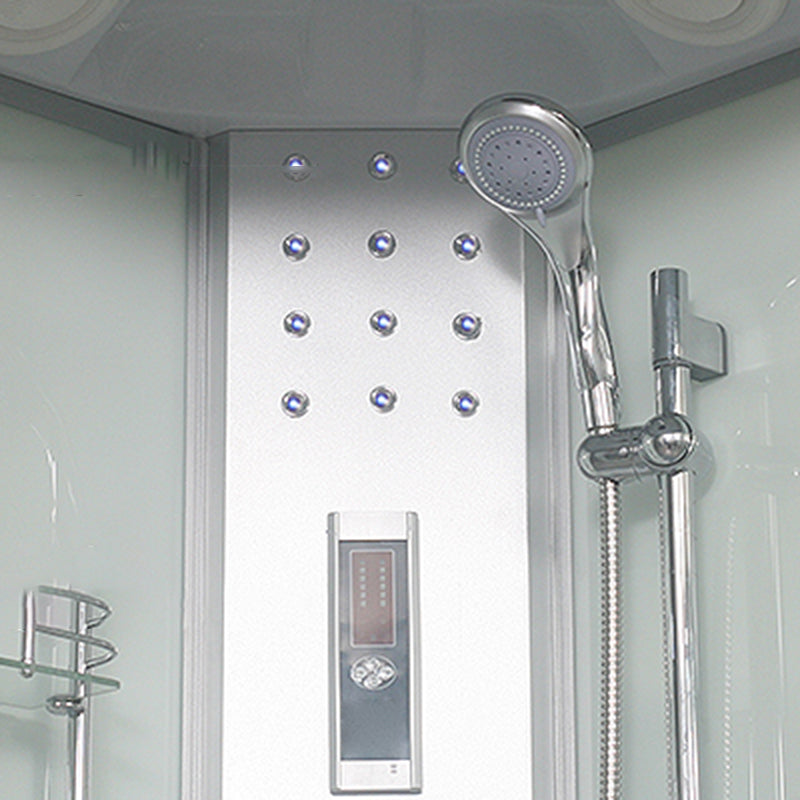 Double Sliding Shower Stall Round Shower Stall with Light and Towel Bar Clearhalo 'Bathroom Remodel & Bathroom Fixtures' 'Home Improvement' 'home_improvement' 'home_improvement_shower_stalls_enclosures' 'Shower Stalls & Enclosures' 'shower_stalls_enclosures' 'Showers & Bathtubs' 7161705