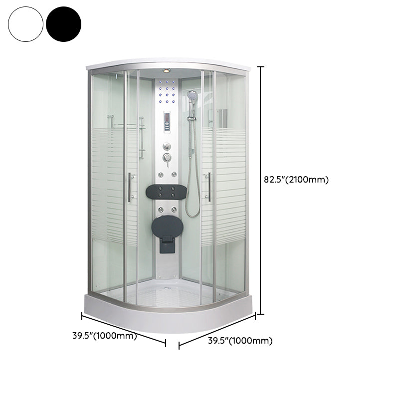 Double Sliding Shower Stall Round Shower Stall with Light and Towel Bar Clearhalo 'Bathroom Remodel & Bathroom Fixtures' 'Home Improvement' 'home_improvement' 'home_improvement_shower_stalls_enclosures' 'Shower Stalls & Enclosures' 'shower_stalls_enclosures' 'Showers & Bathtubs' 7161717