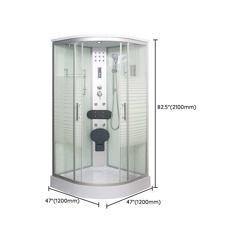 Double Sliding Shower Stall Round Shower Stall with Light and Towel Bar Clearhalo 'Bathroom Remodel & Bathroom Fixtures' 'Home Improvement' 'home_improvement' 'home_improvement_shower_stalls_enclosures' 'Shower Stalls & Enclosures' 'shower_stalls_enclosures' 'Showers & Bathtubs' 7161719