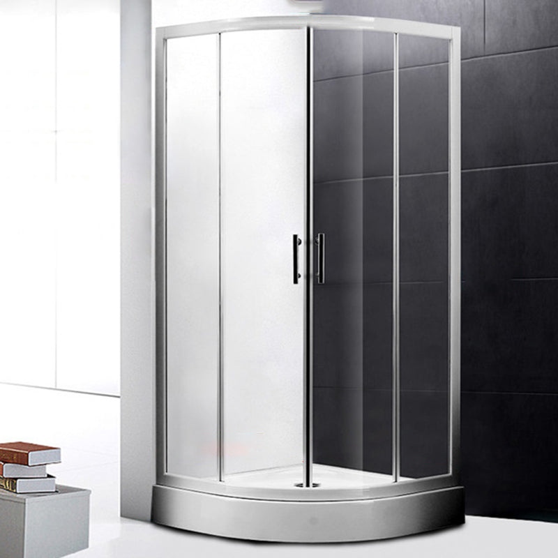 Round Shower Kit Tempered Glass Shower Enclosure with Door Handle Clearhalo 'Bathroom Remodel & Bathroom Fixtures' 'Home Improvement' 'home_improvement' 'home_improvement_shower_stalls_enclosures' 'Shower Stalls & Enclosures' 'shower_stalls_enclosures' 'Showers & Bathtubs' 7161775