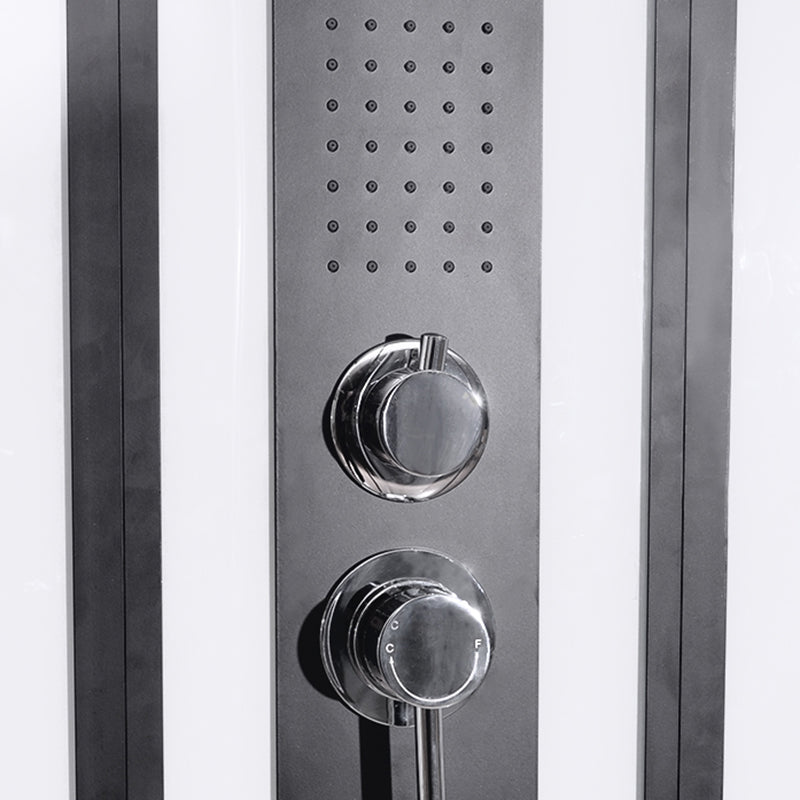 Black Framed Shower Enclosure Single Sliding Square Shower Kit Clearhalo 'Bathroom Remodel & Bathroom Fixtures' 'Home Improvement' 'home_improvement' 'home_improvement_shower_stalls_enclosures' 'Shower Stalls & Enclosures' 'shower_stalls_enclosures' 'Showers & Bathtubs' 7161791