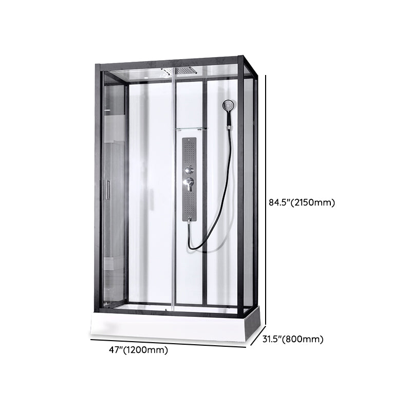 Black Framed Shower Enclosure Single Sliding Square Shower Kit Clearhalo 'Bathroom Remodel & Bathroom Fixtures' 'Home Improvement' 'home_improvement' 'home_improvement_shower_stalls_enclosures' 'Shower Stalls & Enclosures' 'shower_stalls_enclosures' 'Showers & Bathtubs' 7161795