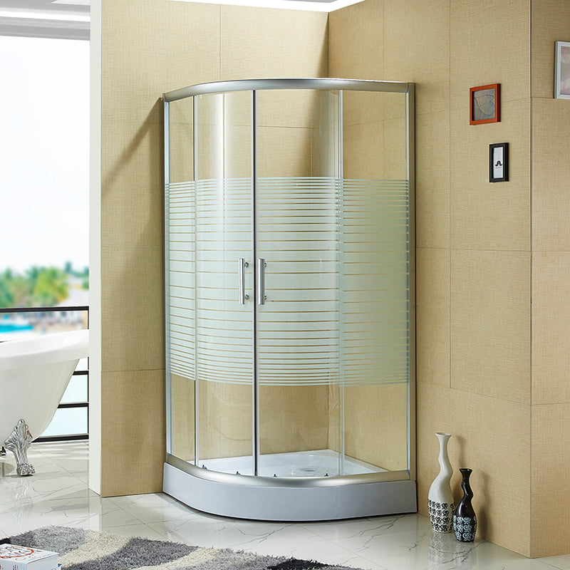 Double Sliding Shower Enclosure Semi-Frameless Corner Shower Enclosure Clearhalo 'Bathroom Remodel & Bathroom Fixtures' 'Home Improvement' 'home_improvement' 'home_improvement_shower_stalls_enclosures' 'Shower Stalls & Enclosures' 'shower_stalls_enclosures' 'Showers & Bathtubs' 7161796