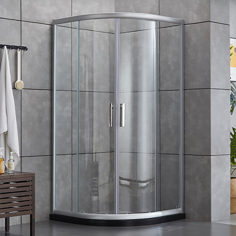 Double Sliding Shower Enclosure Semi-Frameless Corner Shower Enclosure Transparent Clearhalo 'Bathroom Remodel & Bathroom Fixtures' 'Home Improvement' 'home_improvement' 'home_improvement_shower_stalls_enclosures' 'Shower Stalls & Enclosures' 'shower_stalls_enclosures' 'Showers & Bathtubs' 7161800