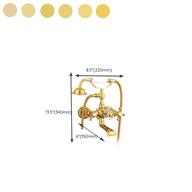 Wall Mounted Shower Arm Shower Faucet Metal Shower System with Slide Bar in Gold Clearhalo 'Bathroom Remodel & Bathroom Fixtures' 'Bathtub Faucets' 'bathtub_faucets' 'Home Improvement' 'home_improvement' 'home_improvement_bathtub_faucets' 7164398