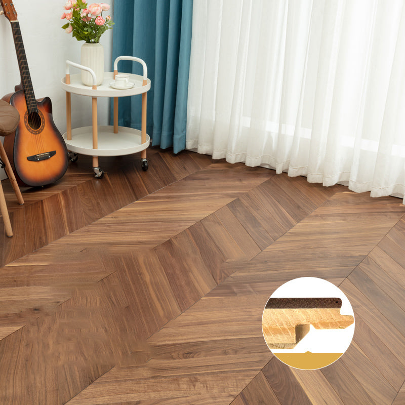 Contemporary Laminate Click-Lock Stain Resistant Laminate Flooring 15mm Thickness Walnut Fishbone Clearhalo 'Flooring 'Home Improvement' 'home_improvement' 'home_improvement_laminate_flooring' 'Laminate Flooring' 'laminate_flooring' Walls and Ceiling' 7164519