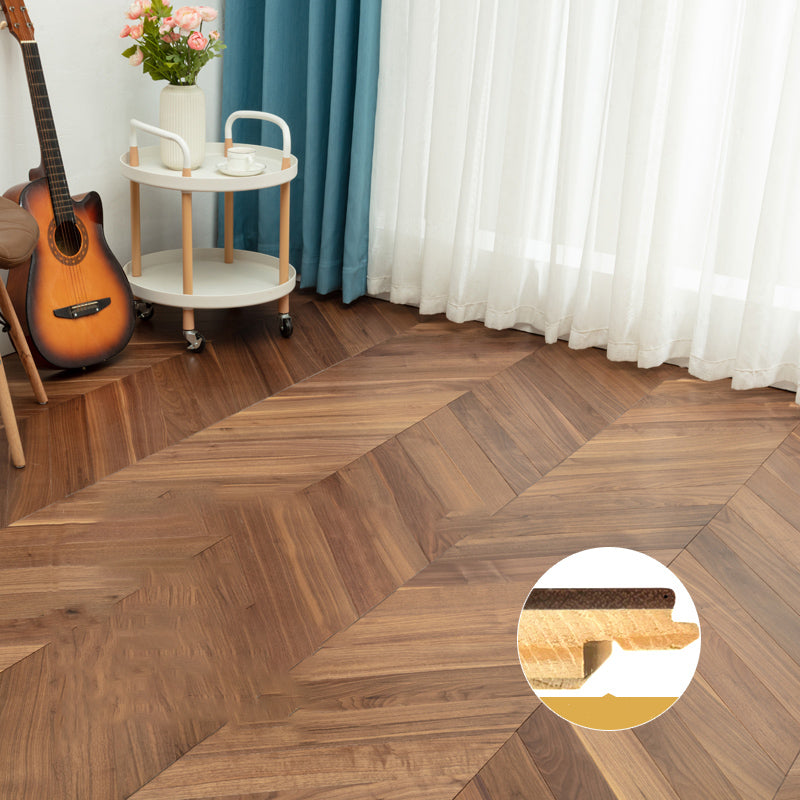 Contemporary Laminate Click-Lock Stain Resistant Laminate Flooring 15mm Thickness Walnut Fishbone Clearhalo 'Flooring 'Home Improvement' 'home_improvement' 'home_improvement_laminate_flooring' 'Laminate Flooring' 'laminate_flooring' Walls and Ceiling' 7164519
