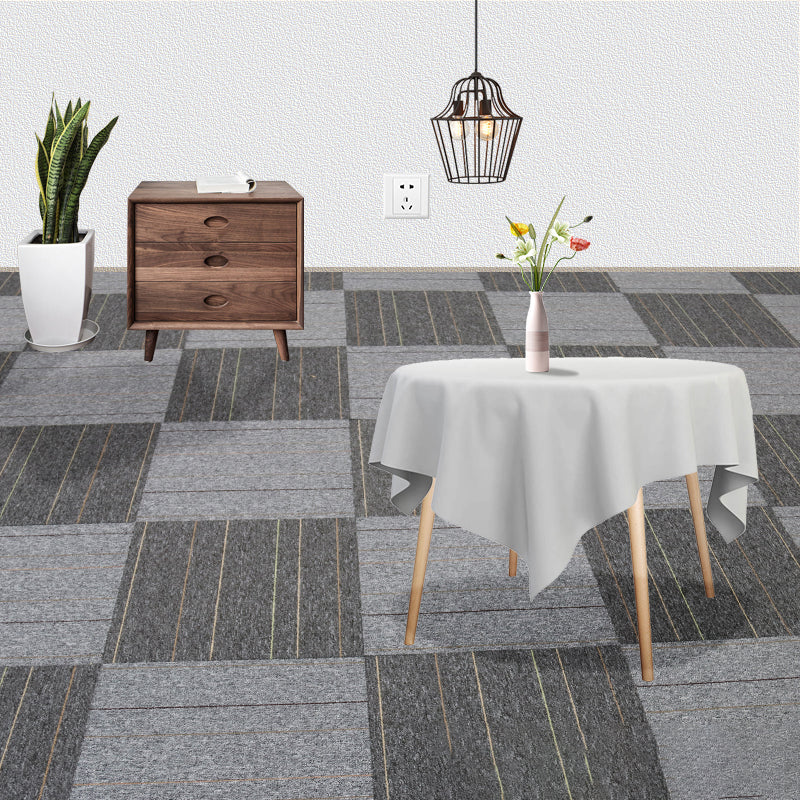 Indoor Carpet Floor Tile Level Loop Non-Skid Fire Resistant Living Room Dark Gray-Yellow Clearhalo 'Carpet Tiles & Carpet Squares' 'carpet_tiles_carpet_squares' 'Flooring 'Home Improvement' 'home_improvement' 'home_improvement_carpet_tiles_carpet_squares' Walls and Ceiling' 7164786