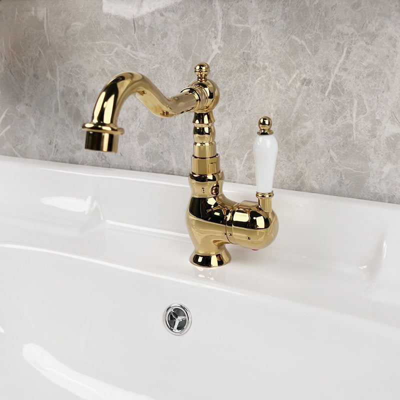 Glam Brass Bathroom Sink Faucet with 1-Handle Vessel Sink Bathroom Faucet Gold Clearhalo 'Bathroom Remodel & Bathroom Fixtures' 'Bathroom Sink Faucets' 'Bathroom Sinks & Faucet Components' 'bathroom_sink_faucets' 'Home Improvement' 'home_improvement' 'home_improvement_bathroom_sink_faucets' 7164793