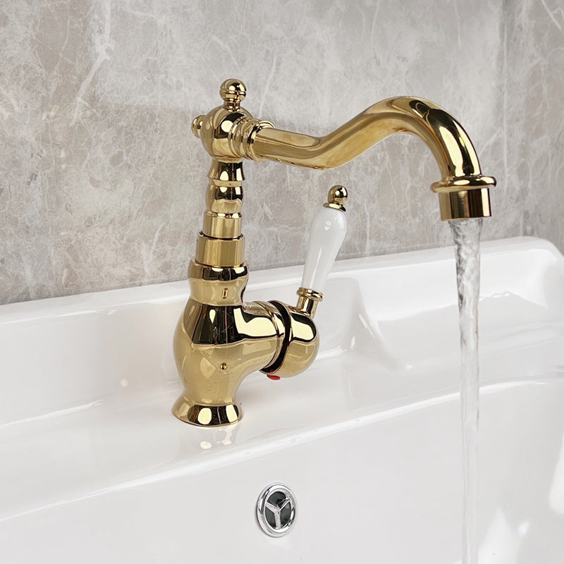 Glam Brass Bathroom Sink Faucet with 1-Handle Vessel Sink Bathroom Faucet Clearhalo 'Bathroom Remodel & Bathroom Fixtures' 'Bathroom Sink Faucets' 'Bathroom Sinks & Faucet Components' 'bathroom_sink_faucets' 'Home Improvement' 'home_improvement' 'home_improvement_bathroom_sink_faucets' 7164794