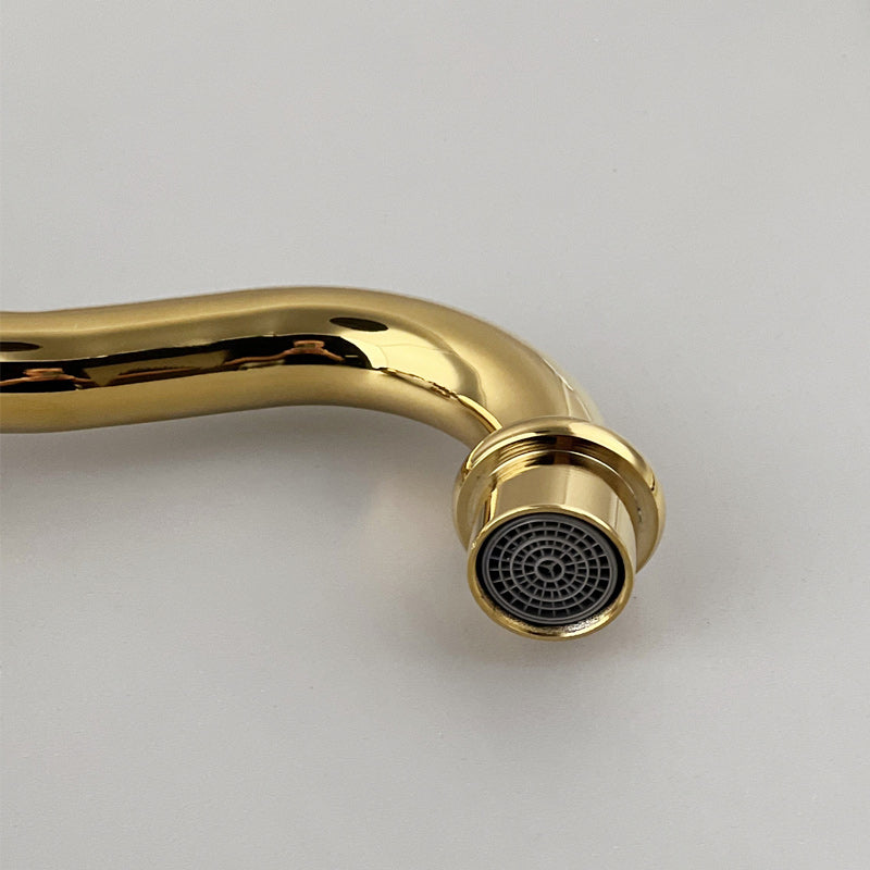 Glam Brass Bathroom Sink Faucet with 1-Handle Vessel Sink Bathroom Faucet Clearhalo 'Bathroom Remodel & Bathroom Fixtures' 'Bathroom Sink Faucets' 'Bathroom Sinks & Faucet Components' 'bathroom_sink_faucets' 'Home Improvement' 'home_improvement' 'home_improvement_bathroom_sink_faucets' 7164798