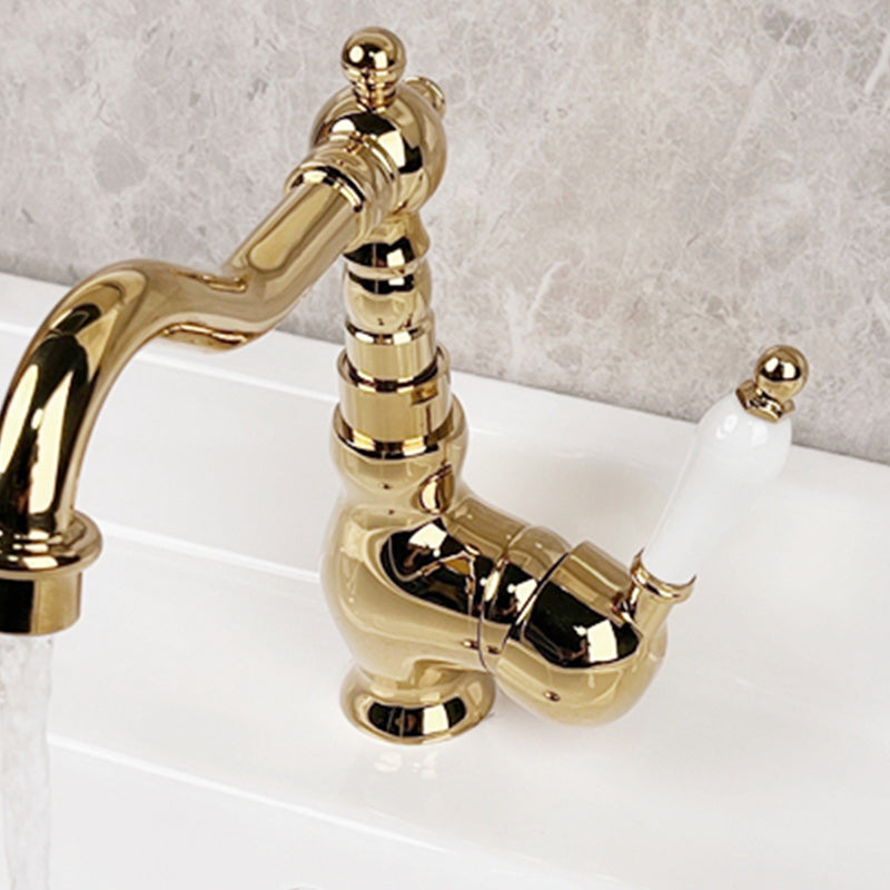 Glam Brass Bathroom Sink Faucet with 1-Handle Vessel Sink Bathroom Faucet Clearhalo 'Bathroom Remodel & Bathroom Fixtures' 'Bathroom Sink Faucets' 'Bathroom Sinks & Faucet Components' 'bathroom_sink_faucets' 'Home Improvement' 'home_improvement' 'home_improvement_bathroom_sink_faucets' 7164799