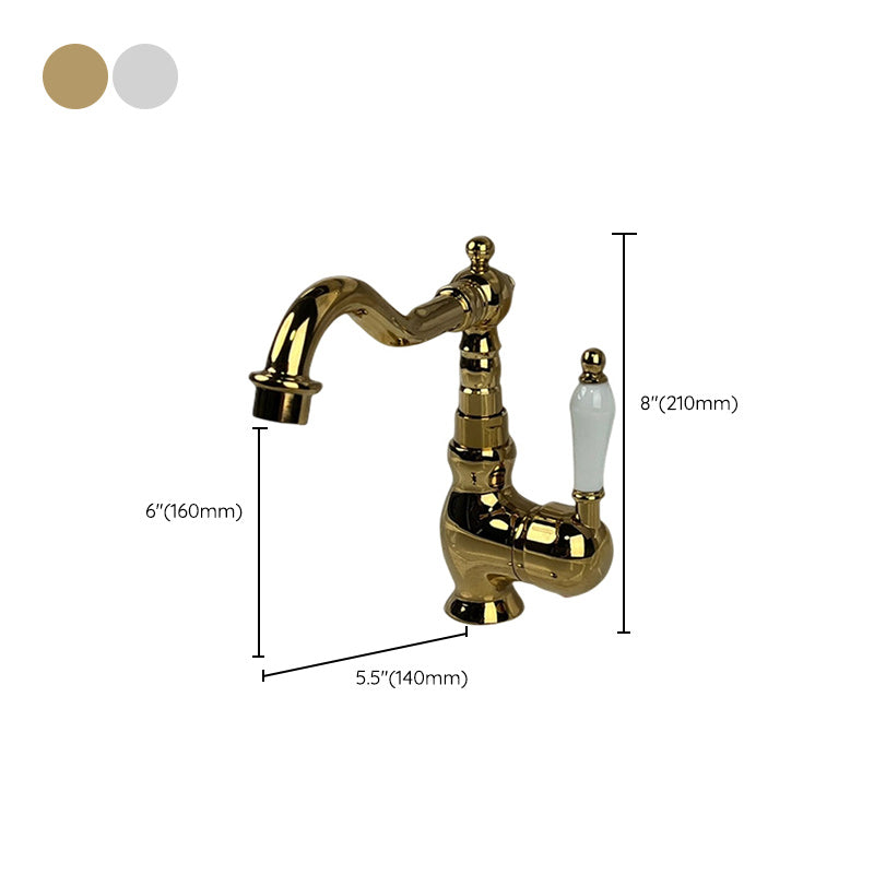 Glam Brass Bathroom Sink Faucet with 1-Handle Vessel Sink Bathroom Faucet Clearhalo 'Bathroom Remodel & Bathroom Fixtures' 'Bathroom Sink Faucets' 'Bathroom Sinks & Faucet Components' 'bathroom_sink_faucets' 'Home Improvement' 'home_improvement' 'home_improvement_bathroom_sink_faucets' 7164801