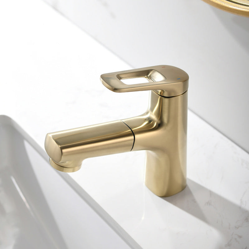 Square Low Arc Sink Faucet with Single Hole Bathroom Brass Sink Faucet Clearhalo 'Bathroom Remodel & Bathroom Fixtures' 'Bathroom Sink Faucets' 'Bathroom Sinks & Faucet Components' 'bathroom_sink_faucets' 'Home Improvement' 'home_improvement' 'home_improvement_bathroom_sink_faucets' 7164802