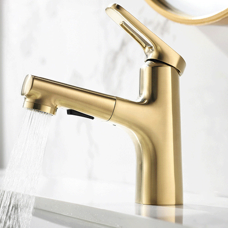 Square Low Arc Sink Faucet with Single Hole Bathroom Brass Sink Faucet Clearhalo 'Bathroom Remodel & Bathroom Fixtures' 'Bathroom Sink Faucets' 'Bathroom Sinks & Faucet Components' 'bathroom_sink_faucets' 'Home Improvement' 'home_improvement' 'home_improvement_bathroom_sink_faucets' 7164807
