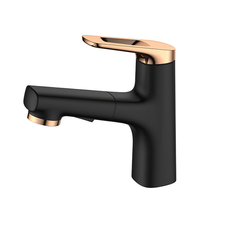 Square Low Arc Sink Faucet with Single Hole Bathroom Brass Sink Faucet Black Drain Not Included Clearhalo 'Bathroom Remodel & Bathroom Fixtures' 'Bathroom Sink Faucets' 'Bathroom Sinks & Faucet Components' 'bathroom_sink_faucets' 'Home Improvement' 'home_improvement' 'home_improvement_bathroom_sink_faucets' 7164808