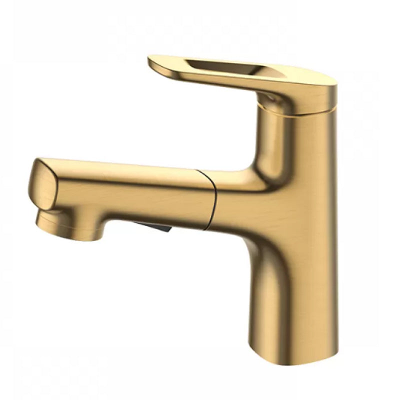 Square Low Arc Sink Faucet with Single Hole Bathroom Brass Sink Faucet Gold Drain Not Included Clearhalo 'Bathroom Remodel & Bathroom Fixtures' 'Bathroom Sink Faucets' 'Bathroom Sinks & Faucet Components' 'bathroom_sink_faucets' 'Home Improvement' 'home_improvement' 'home_improvement_bathroom_sink_faucets' 7164812