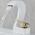 Modern Single Handle Sink Faucet Bathroom Brass Centered Faucet White-Gold Clearhalo 'Bathroom Remodel & Bathroom Fixtures' 'Bathroom Sink Faucets' 'Bathroom Sinks & Faucet Components' 'bathroom_sink_faucets' 'Home Improvement' 'home_improvement' 'home_improvement_bathroom_sink_faucets' 7164829